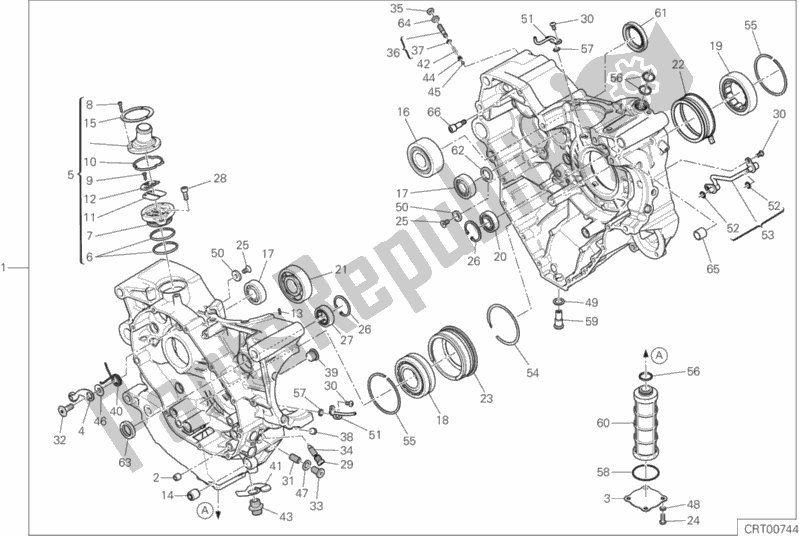Alle onderdelen voor de 010 - Paar Halve Carters van de Ducati Monster 1200 25 TH Anniversario USA 2019